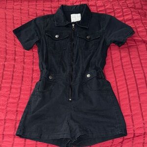 Black Short Sleeve Romper
